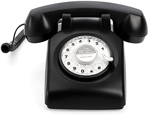 Dicunoy Retro Rotary Dial Telephones, Vintage Old Telephone for Landline, Black 1960's Classic Style Corded Landline Phones for Home, Office, Farmhouse Deco