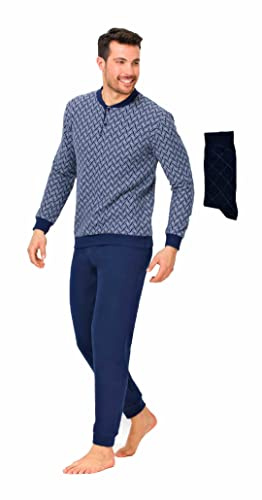 Il Granchio Pigiama Uomo Invernale Felpato in Caldo Jacquard + Calza Omaggio Pigiama Uomo Felpato Effetto Lana (2045 Grigio + Calza, L)