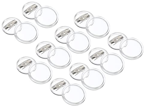 PATIKIL 0.98inch Acrylic Button Pin Badge, 10 Set Round Pin Blank Buttons Badges Kit for Craft Supplies, DIY Badges, Clear