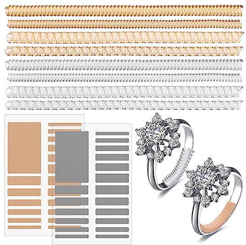 Amaxiu Invisible Ring Sizer Ajusteur pour bagues lâches, 46 pièces ajusteurs d'anneaux en spirale pour bagues larges bijoux tendeur d'anneau en spirale entretoise gardes d'anneau Resizer tendeur