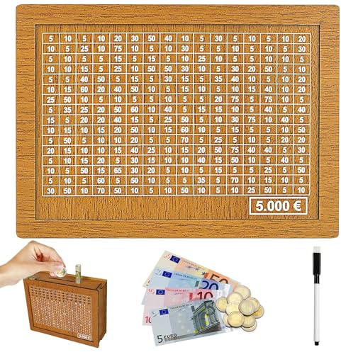 Salvadanaio in Legno, Salvadanaio con Contatore, Salvadanaios Riutilizzabile, con obiettivi di risparmio e importi, per Aiutare i Bambini a Costruire L'abitudine al Risparmi