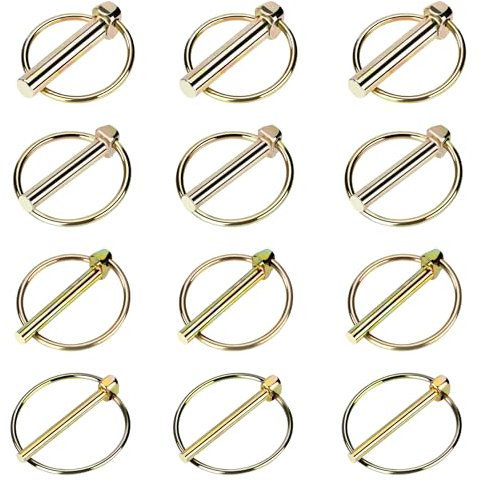 Goupilles Clips Rond Goupilles de Verrouillage avec Anneau Goupille de Sécurité pour Remorques Tracteurs Véhicules Agricoles M4,5 M6 M8 M10 12 Pièces