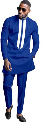 Vêtements formels africains pour hommes Dashiki chemise et pantalon costume deux pièces costume traditionnel à manches longues, X-Large