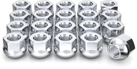 White Knight M12x1.5 Lug Nuts for Select Honda and Acura (1980's ~ 2015's), Factory Style Chrome Open End Radius Seat – WN14407-20AM (20 Pack)