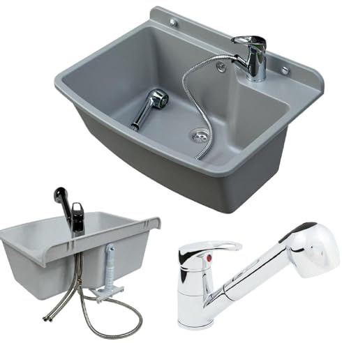 Lavandino lavandino con rubinetto, per esterni, giardino, garage, cantina, lavanderia, officina
