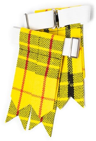 Fasce decorative per calzini da kilt per uomo con fibbie pesanti regolabili, calzini in tinta unita e tartan/Garter in lana acrilica a punta, Taglia unica