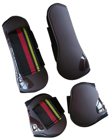 Amagogo 4X Botas para tendones de Caballo, Juego de Protectores para Caballos, Almohadilla Interior Acolchada, Engranajes Protectores, Botas para Caballos, MarrÓn