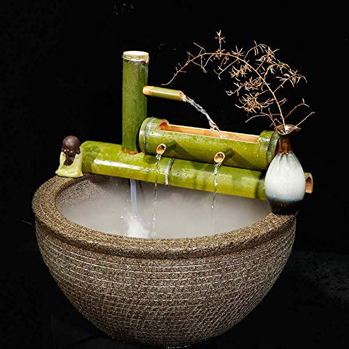 Pompa a fontana in bambù fatta a mano, scultura giapponese a cascata, decorazione per interni ed esterni, piccola fontana d'acqua unica per arti e mestieri decorazione per la casa