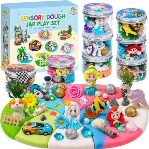 8-Pack Sensory Dough Jars, Reusable Sensory Play Kit for Kids, Non-Toxic | Preshcool Educational Creative Dough,Back to School, Birthday Valentines,Party Favors,Goodie Bags,Boy Girl Home Classroom