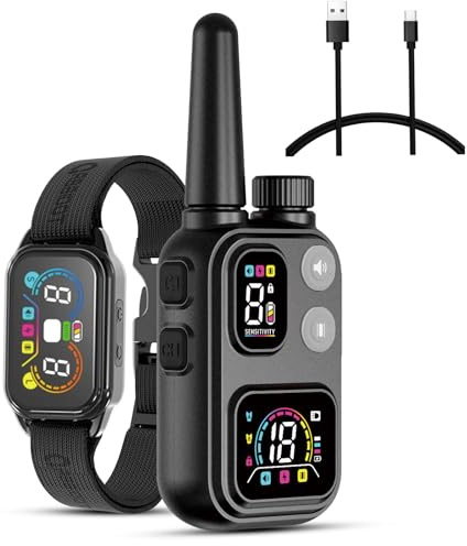 ABBIDOT 2-en-1 Collier De Dressage pour Chien - 8 Sensibilité Collier Anti Aboiement, Portée De 1500m, 4 Modes, Étanche, Rechargeable, Lumière, Verrouillage De Sécurité