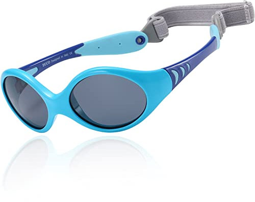 DUCO Kinder Sonnenbrille Polarisierte Sportbrille TPEE Flexibeles Gestell für Baby Mädchen oder Junge 0-24 Monate K012 (Blau)