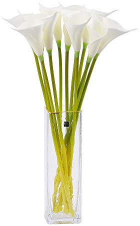 cn-Knight Artificial Calla Lily 12pcs 20 Inch Long Stem Arum Lily for Home Décor Centerpieces Wedding Bridal DIY Bouquet(White)