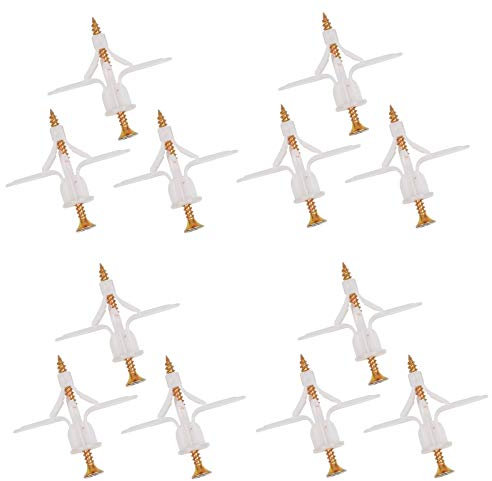 LAITER 50 Pcs Chevilles Universelle Plastique avec Vis pour Cloison Sèche Vis Autotaraudeuse Ancrage Kit d'Assortiment Pièce de Fixation pour Plaque de Plâtre