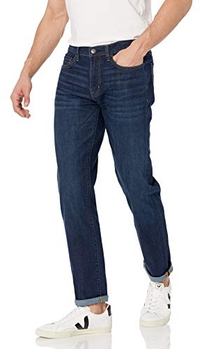 Amazon Essentials Jeans Slim Fit Elasticizzati - Colori Fuori Produzione Uomo, delavé Scuro, 34W / 34L
