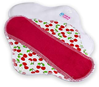 Petit Lulu 3er Pack Wiederverwendbare Menstruationsbinden (Slim) | Waschbare Slipeinlagen | Stoffbinden (Größe: Slip, Standard, Ultra) | Made in Europe (Süßkirschen, ULTRA (fleece) (Slim) 3 Stk)