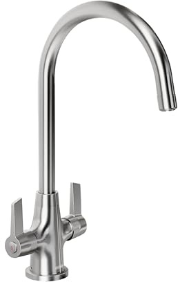 Bristan Echo Kitchen Tap - Swivel spout, Two Lever EasyFit Brushed Nickel Kitchen Sink tap, EC SNK EF BN
