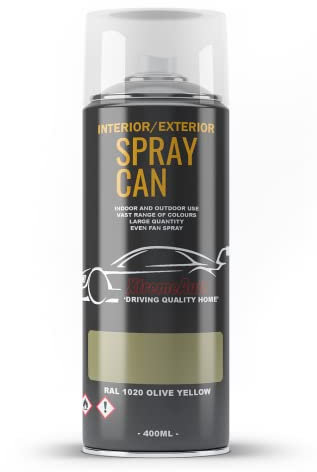 Xtremeauto Spray Paint Finish For Indoor And Outdoor Use Garden Cars Home Kitchen Bathroom Furniture Art Craft Bikes Radiators Metal Wood Plastic Glass UPVC Stone PVC RAL 1020 Olive yellow