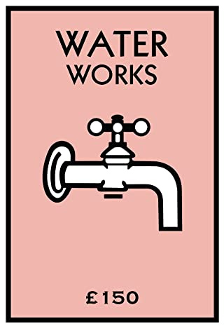 Water Works Monopoly Style Bathroom Print, Wall Art, Kitchen Poster, New Home Decor, Wall Art, Gallery Wall, A4 A3 A2 Personalised Gift Housewarming New Home (Hot Pastel Pink, A2 Unframed)