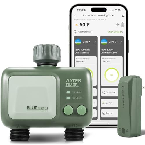SOGUYI WiFi Wasserzeitschaltuhr Garten, Intelligenter Bewässerungscomputer,Kabelloses Bewässerungssystemventil, APP-Fernbedienung, wetterbasierte automatische Regenverzögerung, 2 Ausgänge