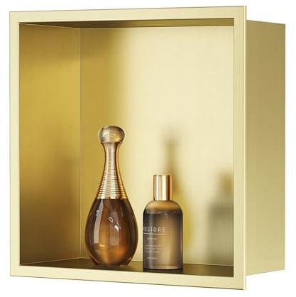 Neodrain Shower Niche Wall Insert 304 Stainless Steel 30x30cm, Gold | Shower Storage Shelf for Bathroom Renovation, Anti-Fingerprint