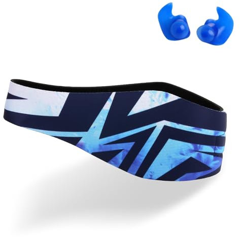 Wasserdicht Schwimmen Stirnband für Kleinkinder, Kinder, Erwachsene - um die Ohren der Schwimmer zu schützen, Ohrenschutz - Wasser fernhalten Halten Sie die Ohrstöpsel Band (blau, M)