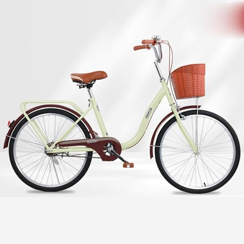City Bike 24 Zoll Carbon Steel Fahrrad Damenfahrrad Erwachsene Damen Student Moped Fahrrad Vollreifen A,24 inches