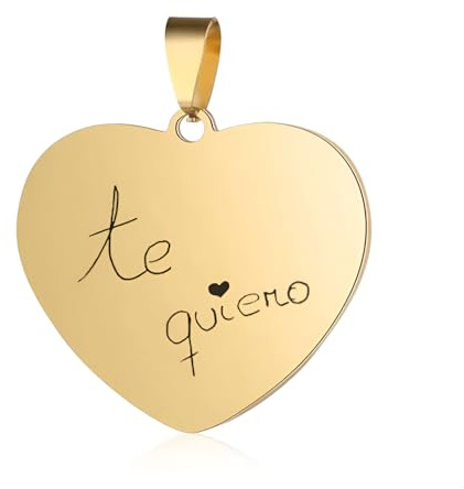 Genérico Collar mujer personalizado corazón dorado | Collar grabado | Collar mujer | Collar corazón | Collar personalizado mujer (Letra Manuscrita)