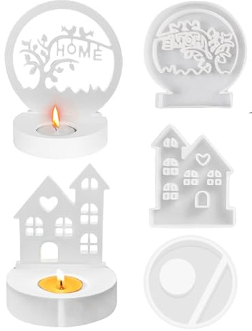 3 Pezzi Stampi in Silicone per Colata Case,3D Stampo per Uccelli da Albero,Stampi Silicone per Gesso Casette per La Casa per Candele Fai da Te per Candele Profumate per Decorazioni Natalizie