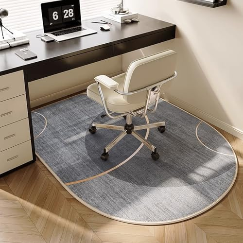 Highdi Alfombrilla para Silla de Oficina, Semicircular Protector Suelo Silla Ruedas Antideslizante y Antiarañazos, Alfombrilla de Protección para Suelos Duros (Gris Oscuro,90x120cm)