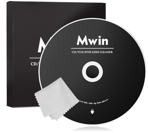 Mwin Disco di Pulizia per Lettori CD, Kit per la Pulizia delle Lenti per Lettori CD/VCD/DVD per Auto e Casa