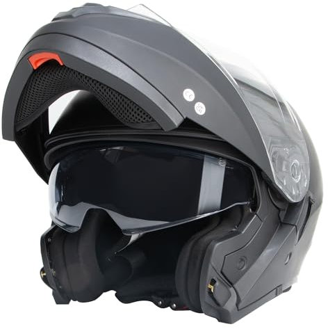 Zorax ZOR-839 Matt Black L (59-60cm) Flip Up Double Visor Helmet Motorcycle Motorbike Helmet Road Legal ECE2206