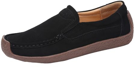 Mocasín para mujer, cómodo, de gamuza, de piel, mocasines para mujer, zapatos de deporte, para mujer, zapatos cómodos, elegantes planos, mocasines y loafers, elegante, zapatos de barco Slip on