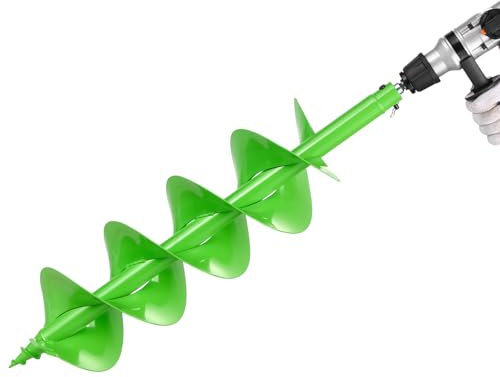 VEVOR Broca Helicoidal para Plantar Ø 200 x 790 mm Compatible con Taladros de 20 mm de Diámetro Interior, Herramienta para Plantar Bulbos, Accesorios para Perforar Postes y Cercas de Jardín, Verde