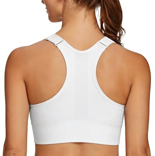 Leversic Gym Toppar Dam Sport BH med Justerbara Breda Axelremmar Ryggar Racerback Sport Bas Stöd Medium till Hög Löpning, Fitness, Yoga S-XL, Vit, L