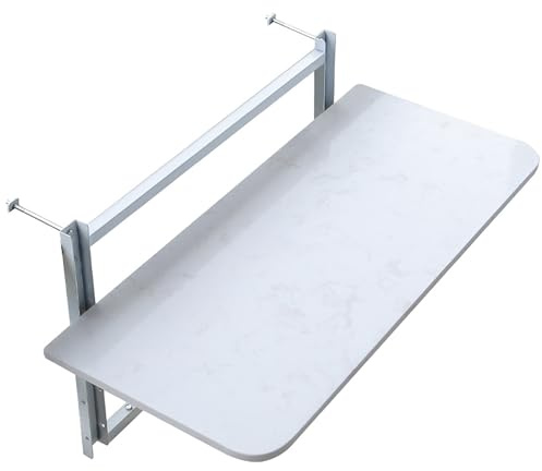 Mesa de balcón con barandilla Colgante, Mesa de Bar Ajustable, Mesa pequeña Plegable de Pared Que Ahorra Espacio, Mesa Auxiliar de Pared, Mesa de balcón Colgante, Barra de balcón (80 x 35 cm