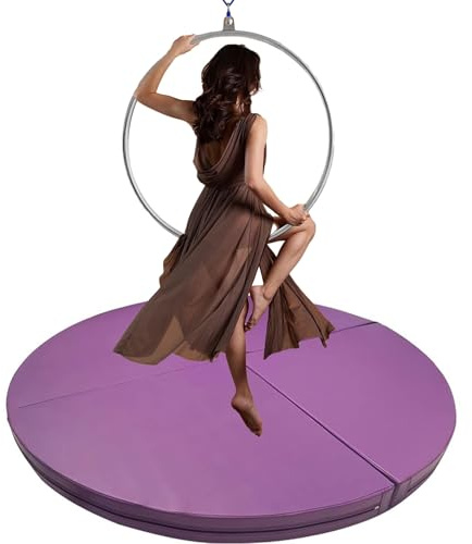 Generisk Pole Dance-matta, 1/2/4 tum tjock crashpad-matta för Aerial Lyra, gymnastikstång, yogamatta, vikbar antikollisionsmatta (lila, 160 cm x 3 cm) – säkert hemmabruk
