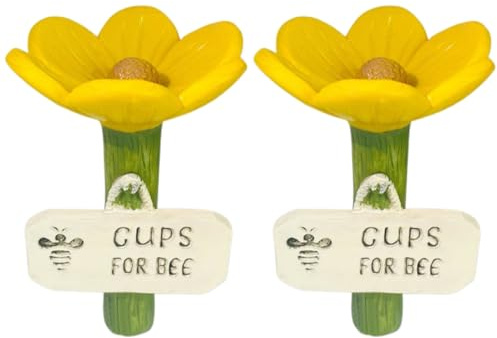 Bee Watering Station | 2 Pieces Flower Shaped Bee Feeder Drinking Cups | Cups for Bees | Bees Hotel | Colorful Flower Butterfly Watering Station | Hexapod Hydration Spots for Yard, Lawn, Patio Decor