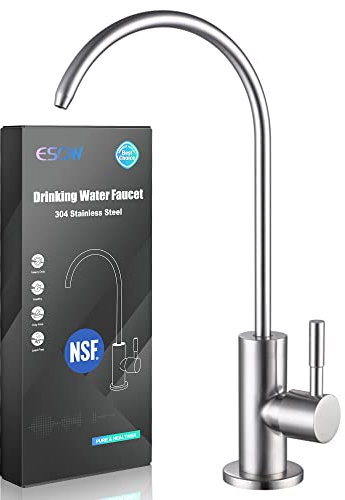 ESOW Küchenarmateur, 100% bleifreier Trinkwasserhahn, geeignet für die meisten Umkehrosmosegeräte oder Wasserfiltersysteme, kein Luftspalt, 304 Gebürsteter Edelstahl Material, gebürsterte Oberfläche