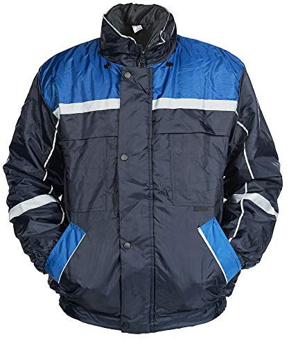 Mazalat chaqueta de trabajo de invierno para hombre con capucha, forrada, cortavientos e impermeable con tiras reflectantes, chaqueta térmica para hombre, M