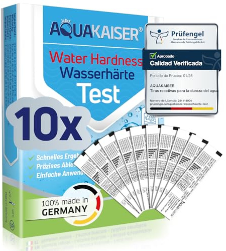 Test durezza Acqua gradi francesi - 10 strisce reattive confezionate singolarmente - Test per l'analisi dell'Acqua di casa, stagni, piscine, acquari