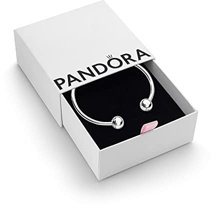 Pandora Moments Women's Sterling Silver Open Bangle Bracelet, Size 20.5, With Gift Box