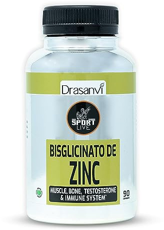 SPORT LIVE BISGLICINATO DE ZINC by DRASANVI - Relaciondo con numerosas funciones en el organismo - VEGANO - SIN GLUTEN - 90 comprimidos