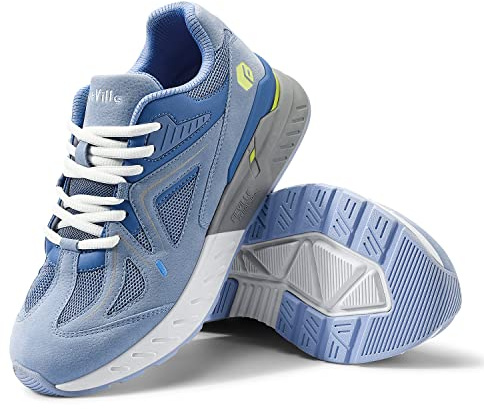 FitVille Women's Extra Wide Walking Shoes Wide Width Sneakers for Flat Foot Plantar Fasciitis Heel Pain Relief - Rebound Core Light Blue