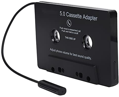 Bluetooth Cassette Adapter, Black, Tape Converter MP3 Player Audio Converter for Car, 3.9 x 2.5 x 0.4 in