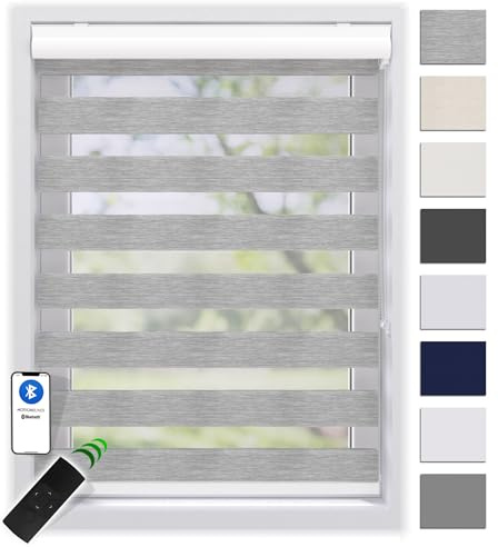 EFIXS Doppelrollo mit Kassette 90 x 175 cm (BxH) in grau Struktur/Duo Rollo mit Premium-Unterschiene/Doppelrollo zum Bohren in den Breiten 40-220 cm