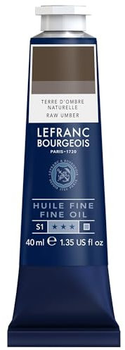 Lefranc Bourgeois 301796 Feine Ölfarbe in hervorragender Qualität,lichtecht mit gleichmäßige Konsistenz, 40ml Tube, ideal für Keilrahmen, Leinwand, Malkarton - Umbra Gebrannt