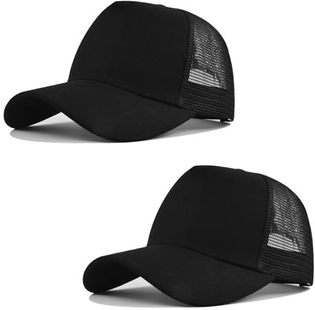 HAPEE Baseball-Kappen für Herren, 2/3er-Pack, Trucker, Klassische Snapback-Kappe (DE/NL/SE/PL, Alphanumerisch, Einheitsgröße, B-2P01-Black Black)