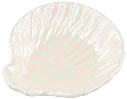 Amexo Piatto di gioielli in ceramica, 10.7 × 10 × 2.3 cm Elegante e bello Forma di conchiglia vassoio decorativo, Vassoio Per Gioielli Ceramica per decorazione domestica e conservazione di gioielli