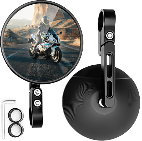 idudu Motorrad Spiegel 2 Stück E24 Geprüft Universal 360° Drehbar Anpassen Rückspiegel 22-25mm Runde Lenkerendenspiegel Kompatibel mit Fahrrad Motorrädern, ATV, Scooter, Roller