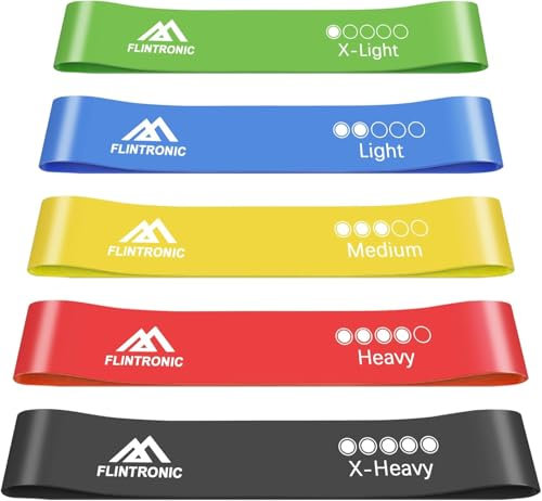 Flintronic Resistance Bands Set of 5, Resistance Bands with 5 Different Resistance Levels, Fitness Exercise Loop Bands for Yoga, Pilates, Muscle Building, Gym